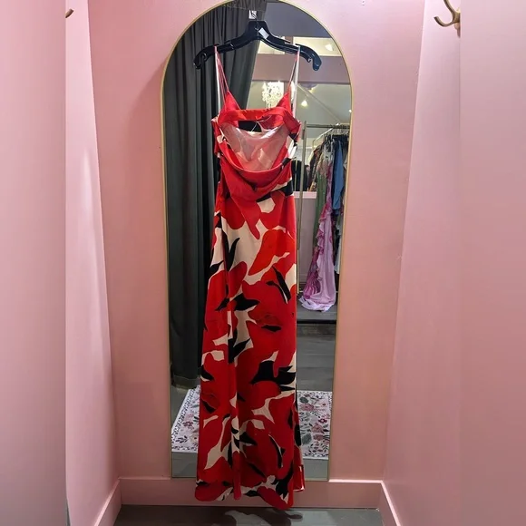 AMUR Red and Black Maxi Dress